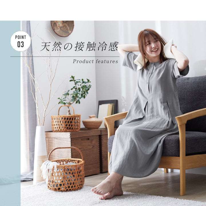 通気性／吸放湿／さらっとなめらか】竹レーヨンの2重ガーゼワンピース